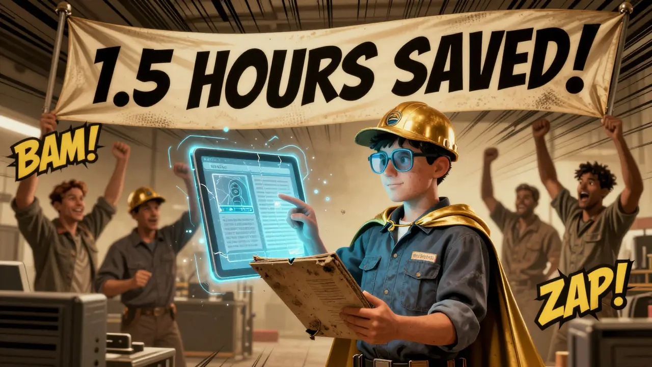 Factory worker uses AI assistant to find manual instructions, saving hours of search time