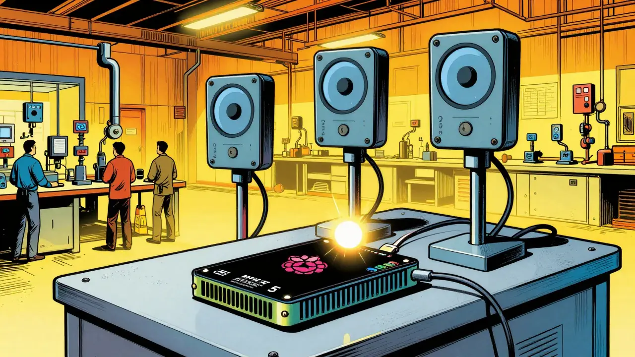 Raspberry Pi powering three factory monitoring models