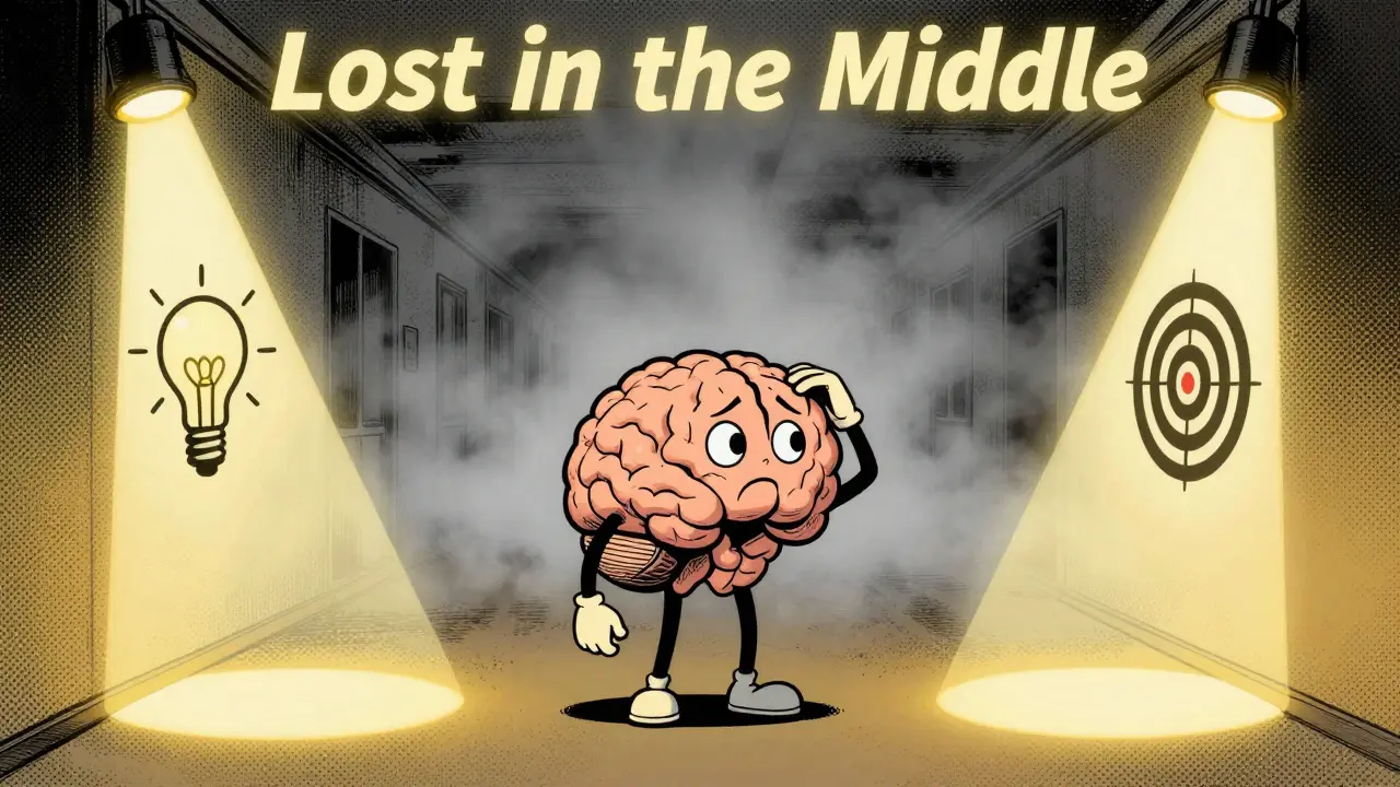 AI brain confused by foggy middle section of hallway in comic art