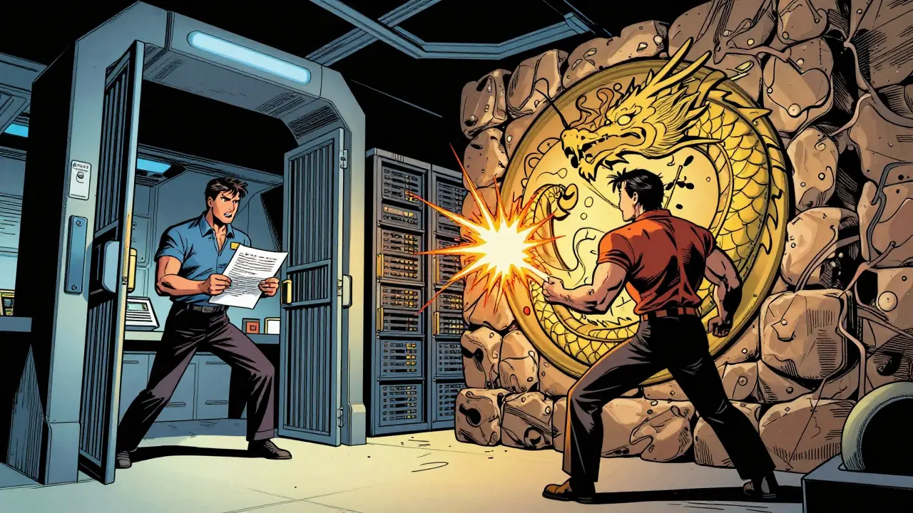 EU and China data regulations clashing in golden age comic art