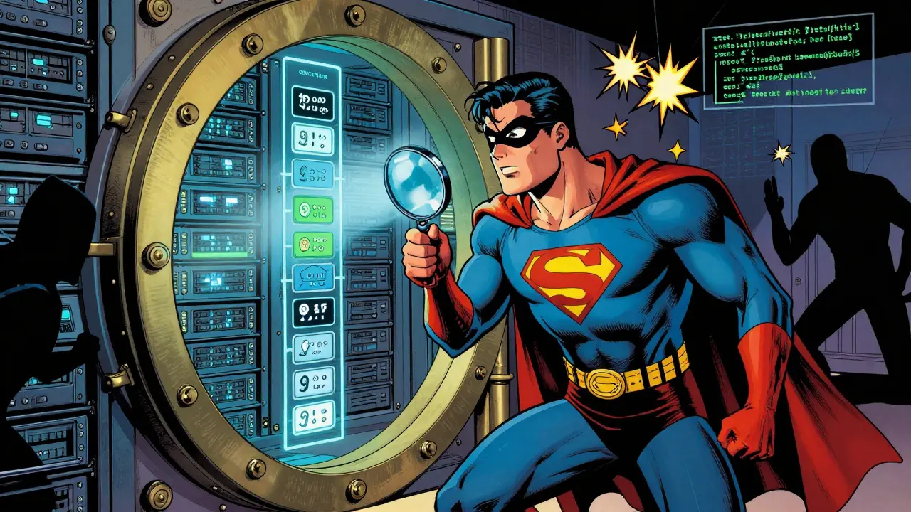 Superhero guarding database server from hackers using code verification