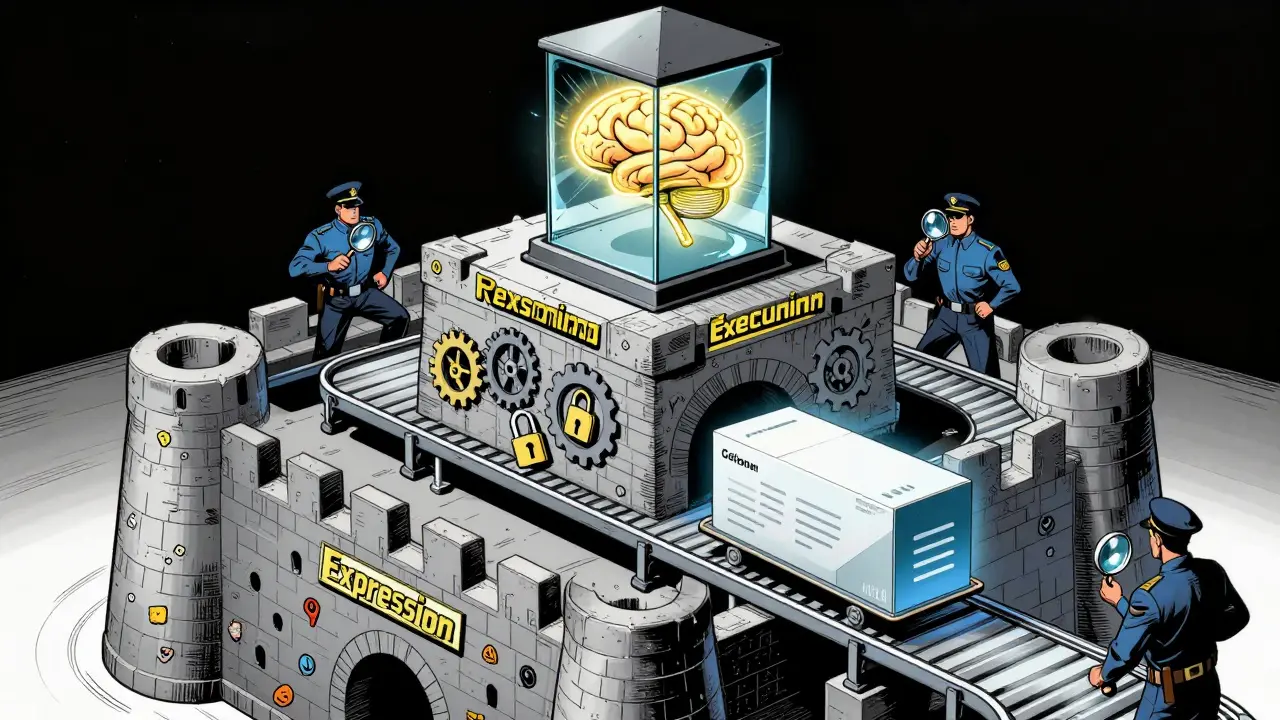 Three-layer security system protecting software in golden age comic art.