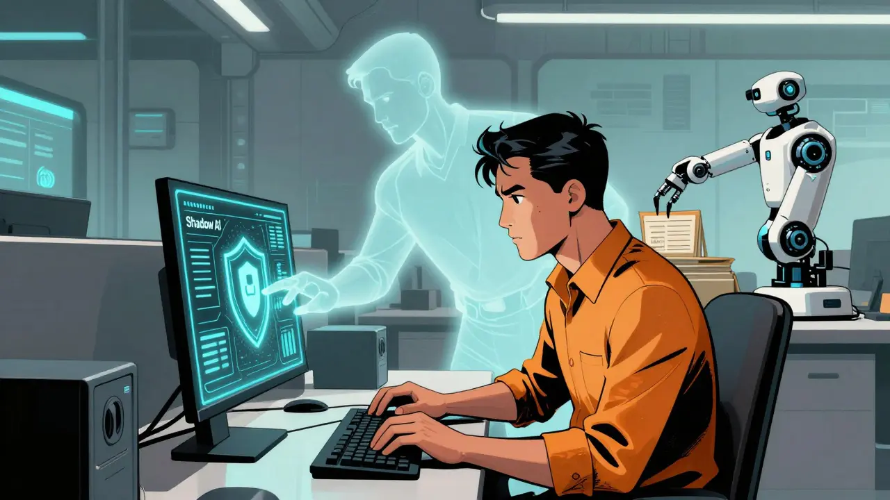 Comic illustration of secure AI adoption and future agentic technology