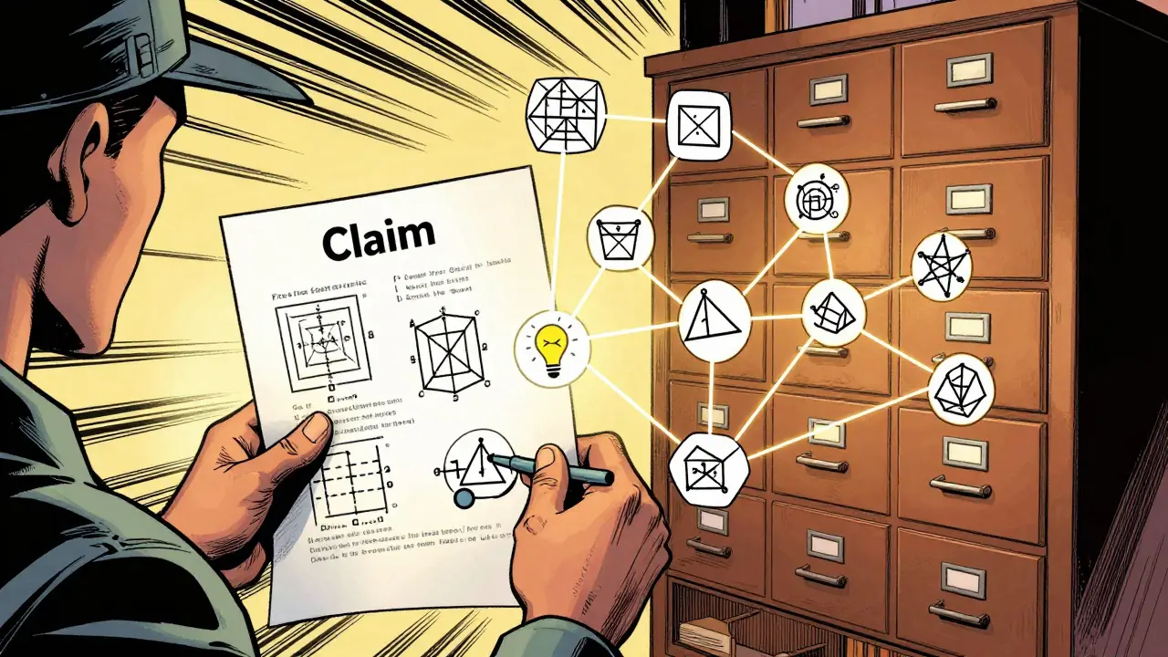 Detective translating claims into logic symbols connected to a database