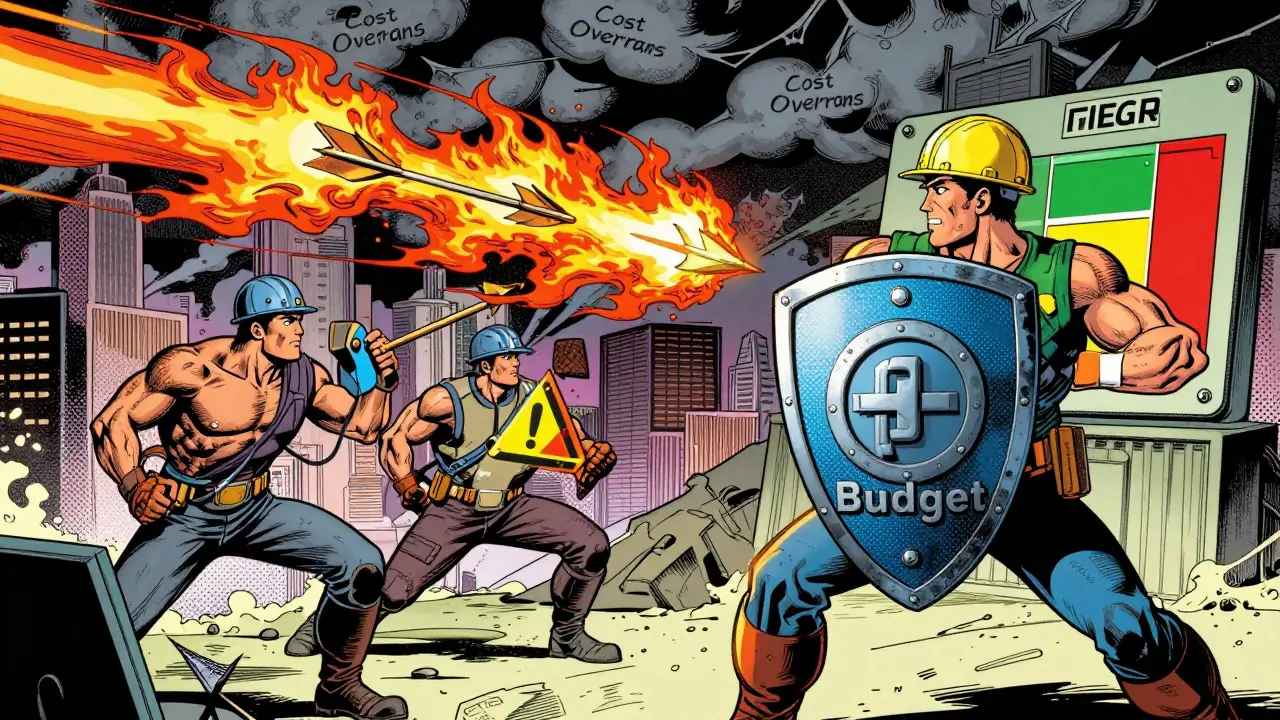 Heroic engineer shields budget dashboard from fiery cost overrun attacks
