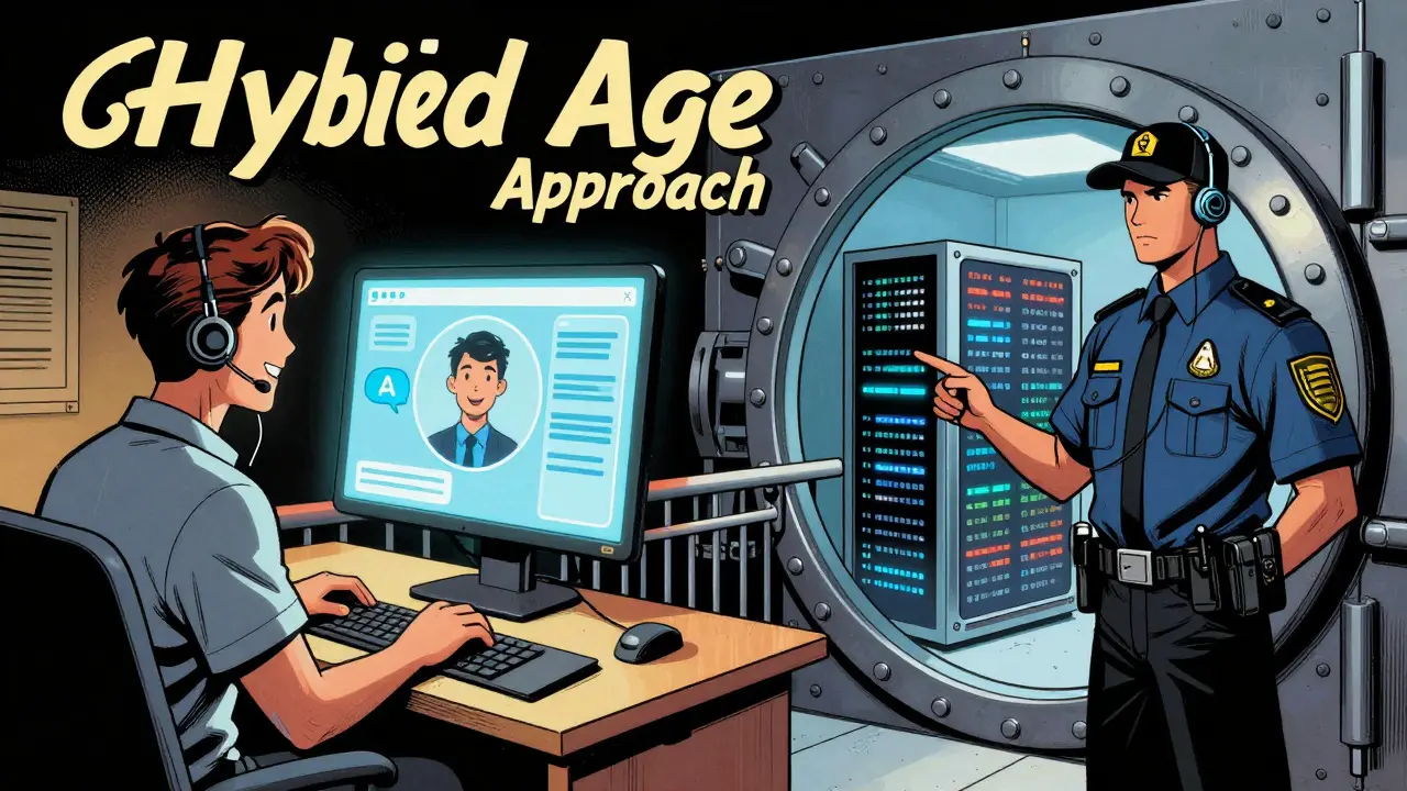 Hybrid AI strategy showing public API use and private open-source security