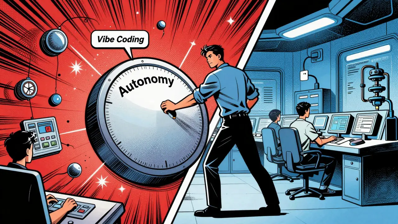 Developer adjusting autonomy dial between creative and automated zones