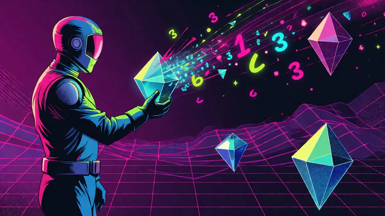 Human transforming data into vectors flowing toward a semantic grid.